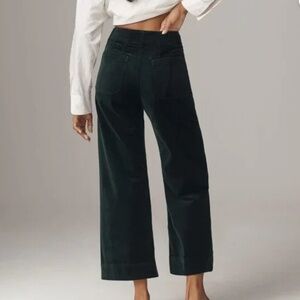 Anthropologie Maeve The Colette Cropped Wide-Leg Pants Velvet Green 26